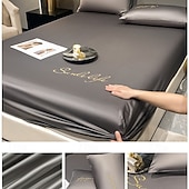 abordables Parures de draps-Ensemble de drap en soie glacée drap de lit simple housse de lit d&#039;été trois pièces protection complète du matelas housse de poussière