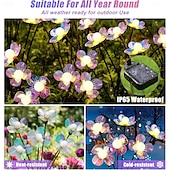abordables Éclairage paysager-Lot de 2 lampes solaires d&#039;extérieur en forme de fleur, luminaire décoratif d&#039;intérieur, idéal pour un jardin, une pelouse, une cour, une allée ou un camping