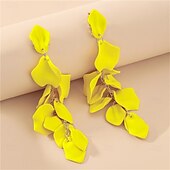 abordables Boucles d&#039;oreilles-Créoles Vintage Style Classique Fleurs Boucles d&#039;Oreilles Mode Vintage Bijoux Blanc  Jaune  Rouge Pour Fête de Mariage Vacances 1 Paire