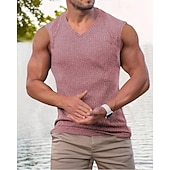 preiswerte Fitness Tank-Tops-Herren Tank Top Weste Unterhemd Ärmelloses Shirt Ärmellos V Ausschnitt Sommer Einfach Mode Designer Urlaub Straße Ausgehen Schwarz Rosa Grün Top T-Shirt für Herren