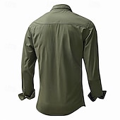 cheap Men&#039;s Work Shirts-Men&#039;s Shirt Summer Shirt Casual Shirt Button Up Shirt Cargo Shirt Black White Red khaki Dark Blue Long Sleeve Plain Shirt Collar Vacation Hawaiian Pocket Clothing Apparel 100% Cotton Fashion Casual