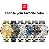 halpa Kvartsikellot-OLEVS 3676 Miehille suunnattu liiketoiminta kvartsikello Ruostumatonta terasta Vesitiivis Kuunvaihe Elegantti brändiaika