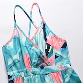 economico Abiti Floreali Stampati-Per donna Abito Midi Abito Estivo Abito Sottoveste Abito Boho Moda Moderno Quotidiano Spiaggia Weekend Vestibilità regolare Floreale Senza Maniche Scollo a V blu acqua Nero Rosa Arancione Estate