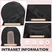 voordelige Synthetische trendy pruiken-18 inch korte golvende zwarte pruik voor vrouwen, middellange zwarte bob, synthetische hittebestendige, natuurlijke en realistische zwarte haarpruik voor dagelijks kapsel, cosplay, feestgebruik
