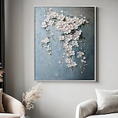 abordables Peintures fleurs/botaniques-Peinture à l&#039;huile de fleurs peintes à la main, peinture de fleurs sauvages, texture 3D faite à la main, peinture de fleurs en fleurs, toile de très grande taille, peinture de flore, art mural,
