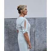 preiswerte Cocktailkleider-Schaft Cocktailkleid Hochzeitsgast Elegant Einfach Juwelenhals Kurz  Mini Chiffon Kurzarm mit Schleife(n) Einfarbige Kleider freie benutzerdefinierte Größe