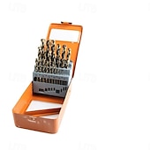 お買い得  ドリルビットセット-13/19/25個のコバルトドリルビットセット、m35高速度鋼、硬化金属、ステンレス鋼、鋳鉄、木材、プラスチック用のツイストジョブバー長さ、金属インデックス収納ボックス付き
