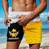 voordelige Eten &amp; Drinken-Voor heren Kuiken Grappig Oktoberfest bier Gevoerde shorts 2 in 1 zwemshorts Zwemshorts Medium Taille Hawaii Feestdagen Strand Kleding Zijzakken Met compressievoering Elastische tailleband met