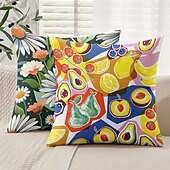 baratos estilo floral e plantas-Capa Decorativa para Almofadas Com Flores de Verão 1PC Capa Macia Quadrada para Sofá Capa de Almofada para Quarto Sala de Estar Cadeira