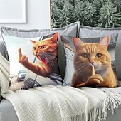 baratos estilo animal-Capa de Almofadas Decorativas com Animais Engraçados Gato 1PC Capa de Almofada Quadrada Macia para Sofá de Quarto Sala de Estar
