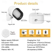 お買い得  パックライト-壁掛けライト 1個 磁気タッチ RGB 調光 USB充電 リモコンコントロール 360度回転 ベッドサイド 壁画 階段 読書灯