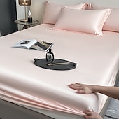 abordables Parures de draps-Drap-housse en soie glacée pièce unique housse de lit en soie glacée d&#039;été protège-matelas Simmons ensemble de trois pièces