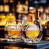 levne Pomůcky na led-Forma na whisky ledové koule - silikonový formiček o průměru 4,5 cm s individuálním víkem pro snadné plnění a vyjímání - 6 kulatých formiček na koktejly a bourbon
