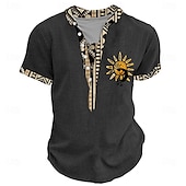 economico Stile etnico-Per uomo Grafico Tribale Maglia Henley Manica Corta Stampa 3D Moda Designer Essenziale Streetwear Casuale Quotidiano Estate Primavera Blu chiaro Nero Verde Cachi Collo alla coreana Maglietta Henley