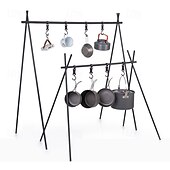 billiga Griller och matlagning utomhus-hopfällbart stativ camping hängande ställ - 4 krokar utomhus köksredskap förvaring bärbar, utomhus camping hopfällbar ställning