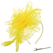 abordables Tocados-Tocados, sombrero de malla con flores para fiesta de té, tocado, velo, diadema para mujer, fiesta, boda