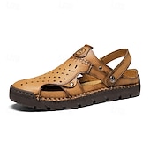 economico sandali da esterno-sandali da uomo - finitura in similpelle traforata, alla moda, per passeggiate informali e incontri del fine settimana