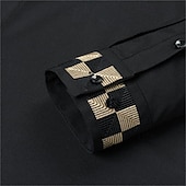 preiswerte Button-Down-Hemden für Herren-Herren Hemd Kleidhemd Knopfhemd Einfach Hochzeit Täglich Schwarz Weiß Langarm Umlegekragen Frühling &amp; Herbst Bekleidung Patchwork
