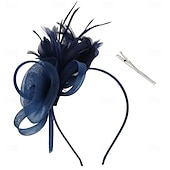 baratos Chapéus e Fascinators-chapéus fascinators com penas para mulheres chapéus kentucky derby chapéu de igreja para festa do chá com faixa de cabeça e clipe