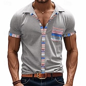economico camicie casual da uomo-Per uomo Camicia Camicia Estiva Camicia casual Camicia da Spiaggia Camicia con Bottoni Nero Bianco Kaki Grigio chiaro Grigio scuro Manica Corta A righe Bavero Vacanza Camicia hawaiana Tasca