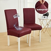 cheap Chair Cover-PU Leather fabric solid color chair cover waterproof Dining seat Chair Covers Hotel Banquet wedding Seat Covers Chair Protector