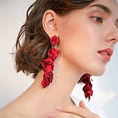 abordables Boucles d&#039;oreilles-Créoles Vintage Style Classique Fleurs Boucles d&#039;Oreilles Mode Vintage Bijoux Blanc  Jaune  Rouge Pour Fête de Mariage Vacances 1 Paire
