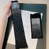 economico Maniche &amp; Sciarpa-Set di maniche di protezione solare scintillanti con strass ad alta elasticità, per donna, maniche dimagranti, stile mondano, maniche corte, maniche estive.