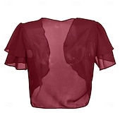 billige Brudesjaler-Kvinnes Wrap Elegant Solbeskyttelse Kortermet Chiffon Bryllupswraps Med Ren Farge Bryllup Sommer