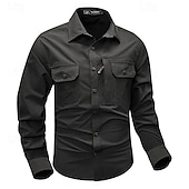 economico Camicie da lavoro da uomo-Per uomo Camicia Camicia Estiva Camicia casual Camicia con Bottoni Camicia cargo Nero Kaki Verde militare Beige Manica Lunga Semplice Colletto a Camicia Vacanza Camicia hawaiana Tasca Abbigliamento