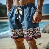 economico Vacanza-Per uomo Shorts Shorts di Lino Pantaloncini Estivi Shorts da Spiaggia Tasca Elastico in vita Coulisse Semplice Comodità Traspirante Lunghezza al ginocchio All&#039;aperto Quotidiano Ferie Vacanza Stile