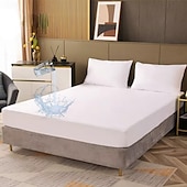 olcso Lepedők és párnahuzatok-Vízhatlan Mattress Protector Feszített Vízhatlan Lepedő Ágyvédő Király Teljes Király Védő Ágytakaró Mély Zsebével Extra Puha Otthon Hotel Mattress Protector Takaró