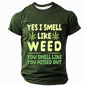 cheap Men&#039;s Funny T shirts-Men&#039;s Text Leaves Funny Slang T Shirt Short Sleeve T shirt 3D Print Crew Neck Crewneck Shirt Fashion Daily Casual Street Casual Daily Black Blue Green Summer Spring Clothing Apparel S M L XL XXL XXXL