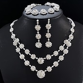 ieftine Seturi de Bijuterii-Seturi de bijuterii de mireasă 1set Ștras Aliaj Cercei Coliere Brățări Pentru femei Elegant Stilat Lux Set de bijuterii Pentru Nuntă Ocazie specială Îmbrăcăminte de seară de petrecere