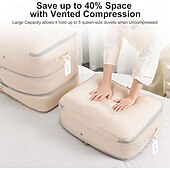 cheap Clothing &amp; Closet Storage-2 Pack Comforter Storage Bag - Large Capacity Blanket Storage Bags 3-Layer Ultra Space Saving Self Compression Organizer Washable Compression Bags for Storage Comforter Blanket 2-Pack Beige