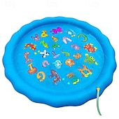 cheap Beach &amp; Outdoor Toys-68inch Outdoor Water Play Mat  Multi-Color Marine Life Design  Durable PVC Splash Pad with Sprinkler Features Non-Slip &amp; Inflatable  Ideal for Lawn and Garden Fun Water Toys