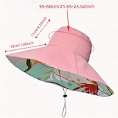 abordables Sombreros-1 sombrero reversible de ala ancha para mujer, diseño floral tropical, color rosa. &amp;Combinación de colores azul/verde, poliéster transpirable con cuerda a prueba de viento, ligero &amp;Elegante para