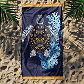 economico set di asciugamani da spiaggia-telo mare stampato, telo mare leggero e anti-sabbia ad asciugatura rapida, ideale per viaggi, piscina e uso all&#039;aperto