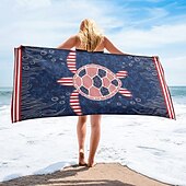 economico set di asciugamani da spiaggia-telo mare stampato, telo mare leggero e anti-sabbia ad asciugatura rapida, ideale per viaggi, piscina e uso all&#039;aperto