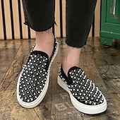 levne Pánské nazouváky a mokasíny-pánské černé slip-on boty s perleťovými detaily - elegantní společenské tenisky na svatby, taneční večírky a luxusní akce