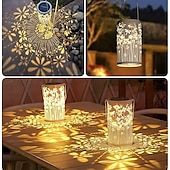 abordables Éclairage paysager-1 lanterne solaire d&#039;extérieur étanche, projection de fleurs et de libellules, éclairage d&#039;ambiance pour jardin, pelouse, paysage