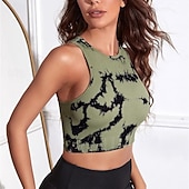 abordables Tops de yoga-Mujer Top de yoga Cuello Barco Secado rápido Transpirable Tobilleros Manga Corta Deportes camuflaje Camiseta por Entrenamiento de gimnasio Danza pepinillo Ropa de Deporte