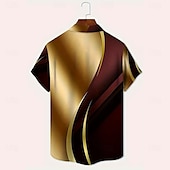 cheap Geometric Pattern-Men&#039;s Geometric Gradient Color Abstract Art Shirt Button Up Shirt Short Sleeve Fashion Casual Outdoor Vacation Streetwear Summer Spring Turndown 3D Print Collared Shirts Light Green Gold