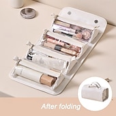 cheap Jewelry &amp; Cosmetic Storage-Leather Travel Cosmetic Bag Large Capacity Portable Women Makeup Case Waterproof Toiletry Makeup Organizer Storage Bag Foldable 4 In 1 Travel Toiletry Bag Cosmetics Storage Bag