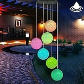cheap Landscape Lights-Solar Wind Chime Light Outdoor Lights Waterproof Colorful LED Ball Light Outdoor Hanging Lamp Balcony Garden Patio Room Decoration  IP65 LED Solar Garden Light