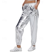 levne Spodní části-Retro 80. léta Po kotníky Kalhoty Běžci Disko Lesklý latexový patent Kov Pevná barva Pánské předvečer Všech svatých Karneval Pride Parade Měsíc hrdosti Dospělí Kalhoty Celý rok