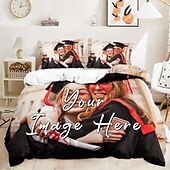 levne Personalizované textilie-Přizpůsobená tištěná souprava ložního prádla Nejlepší dárek k promoci Personalizovaný dárek Souprava povlečení Souprava přikrývek Přátelé rodina