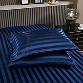 お買い得  スプレッドシートと枕カバー-髪と肌のためのサテン枕カバー2パック シルキーサテン枕カバー ストライプパターンファスナーなし エンベロープクロージャー付き