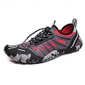 preiswerte Sneaker für Herren-Herren Sneaker Barfußschuhe Upstream-Schuhe Canyoning PU Leder Netz Bequem Rutschfest Atmungsaktiv Schnürung Rot + Grau Blau Grau Sommer Frühling