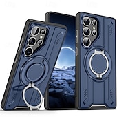 お買い得  サムスン用ケース-S24 Ultra Plus、S23 Ultra/Plus、S22 Ultra、S25 Plus/Ultra 用の電話ケース 磁気吸着 スタンド付き 幾何学 TPU PC メタル