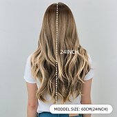 cheap Synthetic Trendy Wigs-Synthetic Wig Wavy Deep Wave Layered Haircut With Bangs Machine Made Wig 24 inch A1 Synthetic Hair Women&#039;s Cosplay Classic Color Gradient Blonde